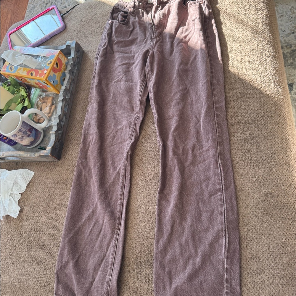 Abrand Women's Tan Straight Leg Jeans